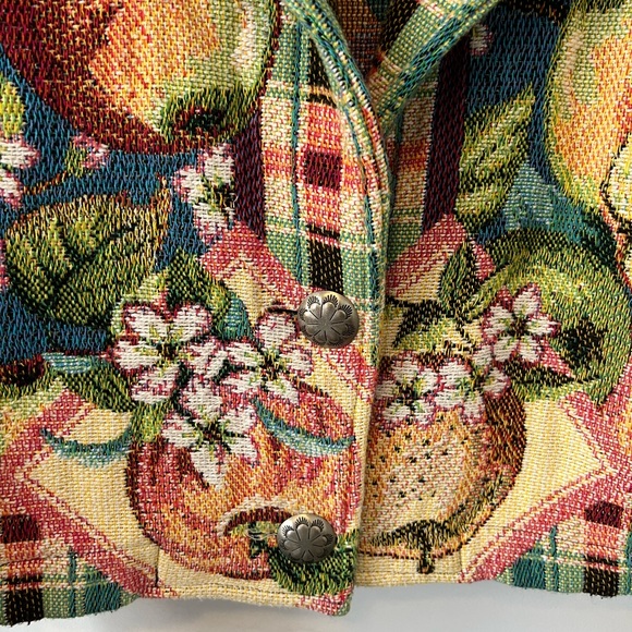 Vintage Tapestry Painted Pony Apple Fruit Fall Jacket Retro Artsy - Picture 7 of 10